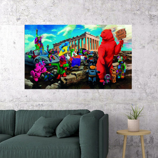 Iconic Times Square Victory Kiss Statue of Liberty Mickey Mouse Parthenon Street Graffiti Pop Art Poster - xonomax