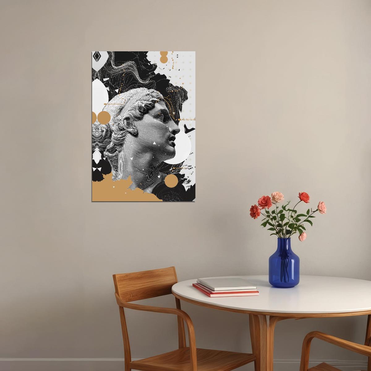 Abstract Black and White David's Head Sculpture Street Graffiti Pop Art Poster - xonomax