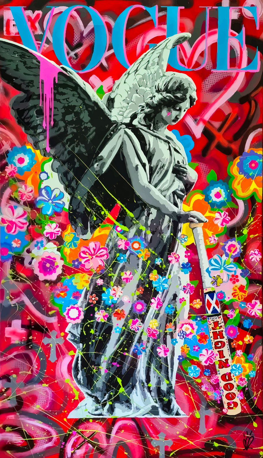 Abstract Street Angel Art Poster Graffiti Style Wall Decor Vibrant Entrepreneur Hustle Wall Art Modern Wall Print - xonomax