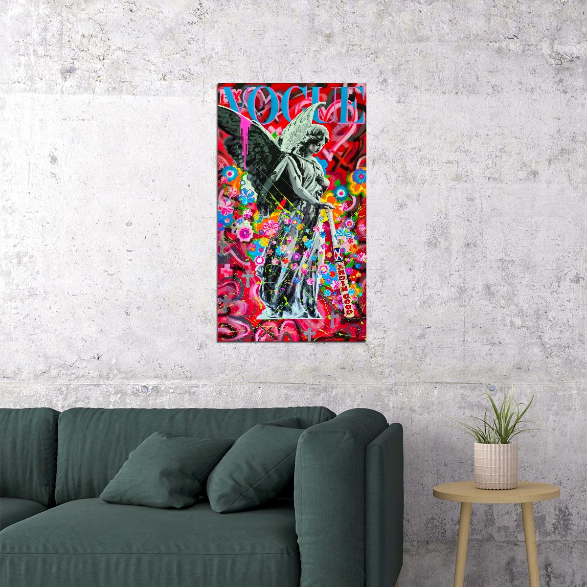 Abstract Street Angel Art Poster Graffiti Style Wall Decor Vibrant Entrepreneur Hustle Wall Art Modern Wall Print - xonomax