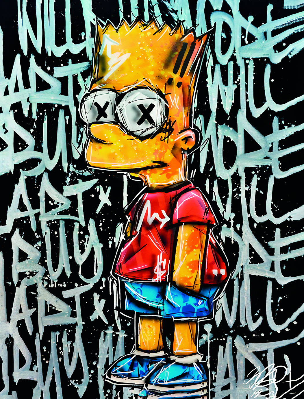 Graffiti Bart Simpson Art Poster Pop Art Wall Decor Cartoon Style Modern Swag Trendy Street Wall Art Print - xonomax