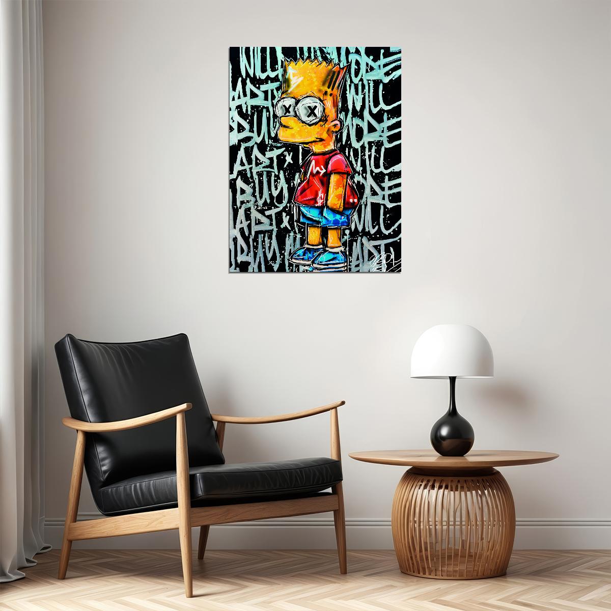 Graffiti Bart Simpson Art Poster Pop Art Wall Decor Cartoon Style Modern Swag Trendy Street Wall Art Print - xonomax