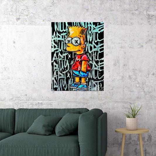 Graffiti Bart Simpson Art Poster Pop Art Wall Decor Cartoon Style Modern Swag Trendy Street Wall Art Print - xonomax