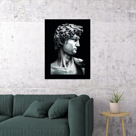 Classical Bust David Statue Art Poster Black and White Wall Decor Modern Minimalist Hustle Home Print - xonomax
