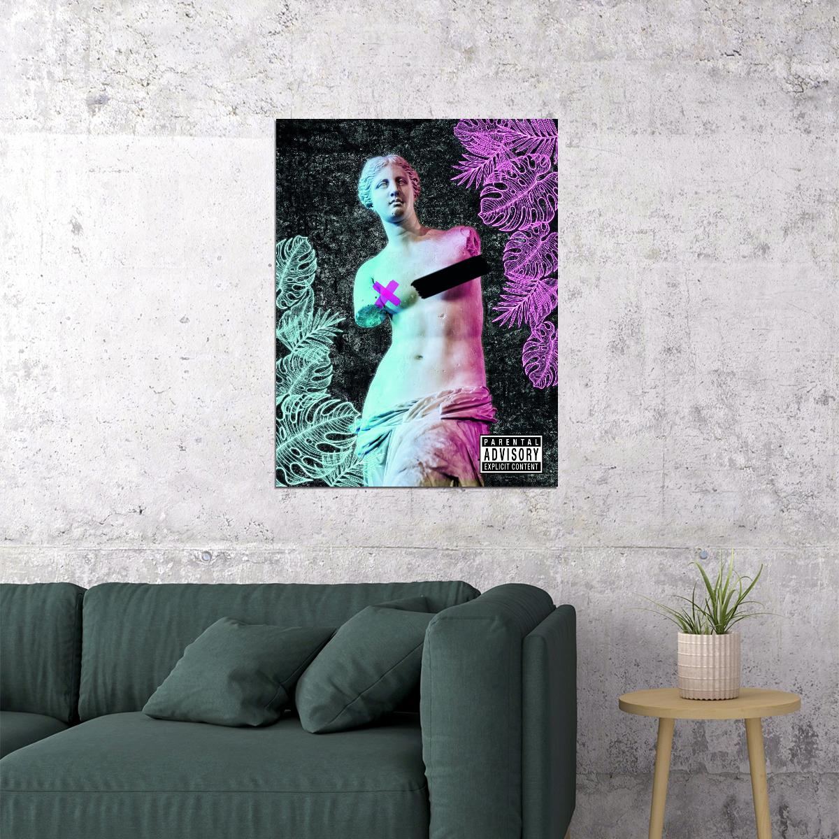 Venus de Milo Graffiti Neon Bust Art Poster Modern Statue Wall Decor Unique Motivational Pop Art Style Swag Wall Print - xonomax