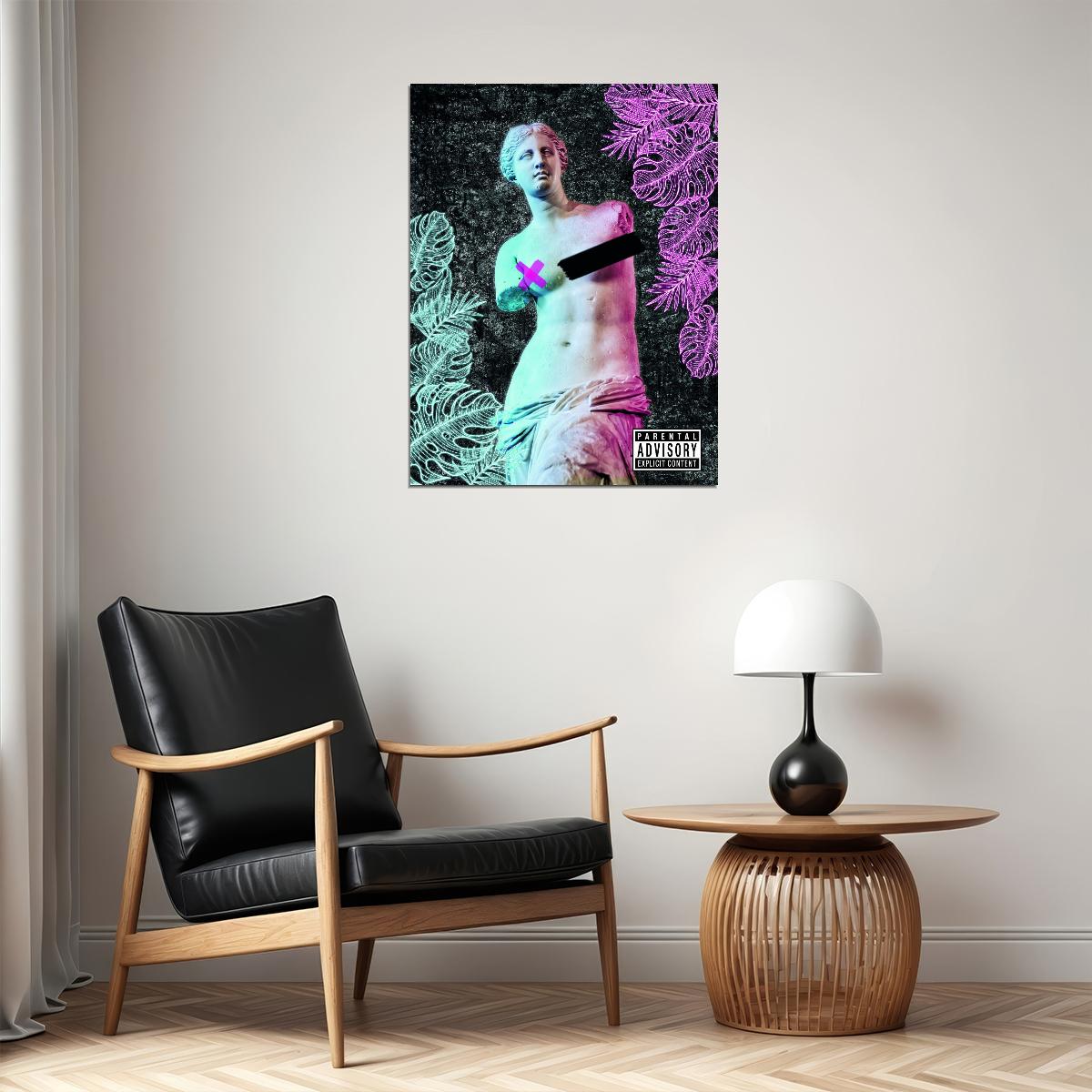 Venus de Milo Graffiti Neon Bust Art Poster Modern Statue Wall Decor Unique Motivational Pop Art Style Swag Wall Print - xonomax
