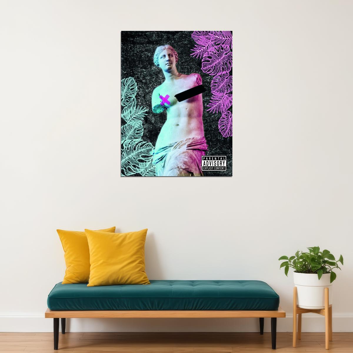 Venus de Milo Graffiti Neon Bust Art Poster Modern Statue Wall Decor Unique Motivational Pop Art Style Swag Wall Print - xonomax