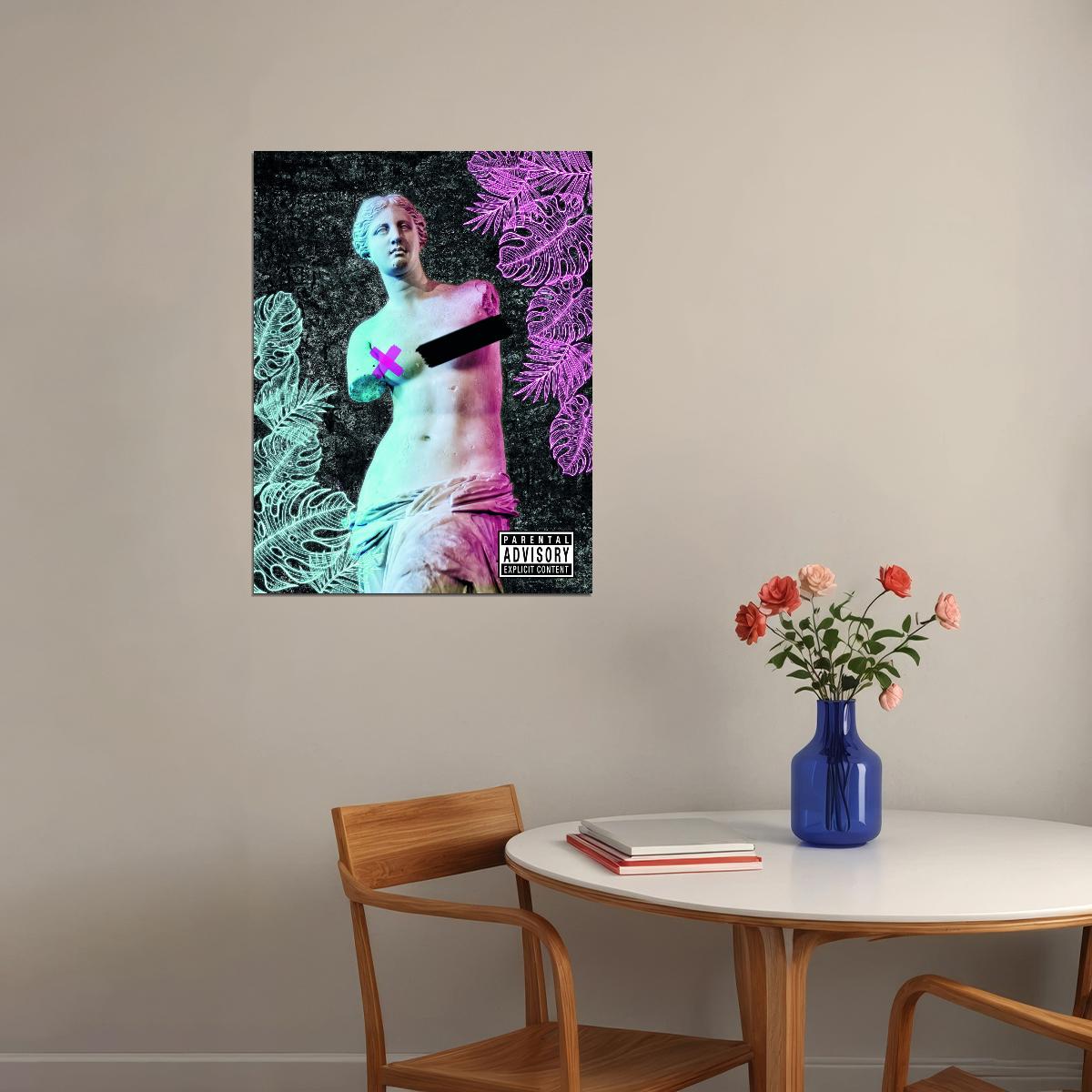 Venus de Milo Graffiti Neon Bust Art Poster Modern Statue Wall Decor Unique Motivational Pop Art Style Swag Wall Print - xonomax