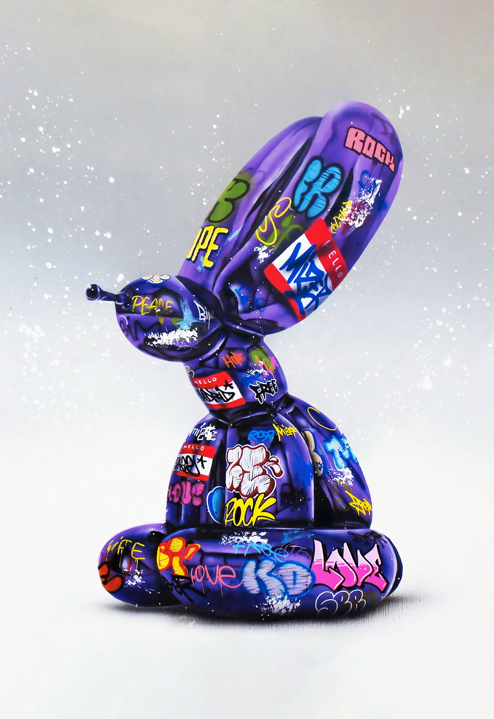 Graffiti Bunny Sculpture Art Poster Modern Street Style Wall Decor Swag Vibrant Artistic Wall Print - xonomax