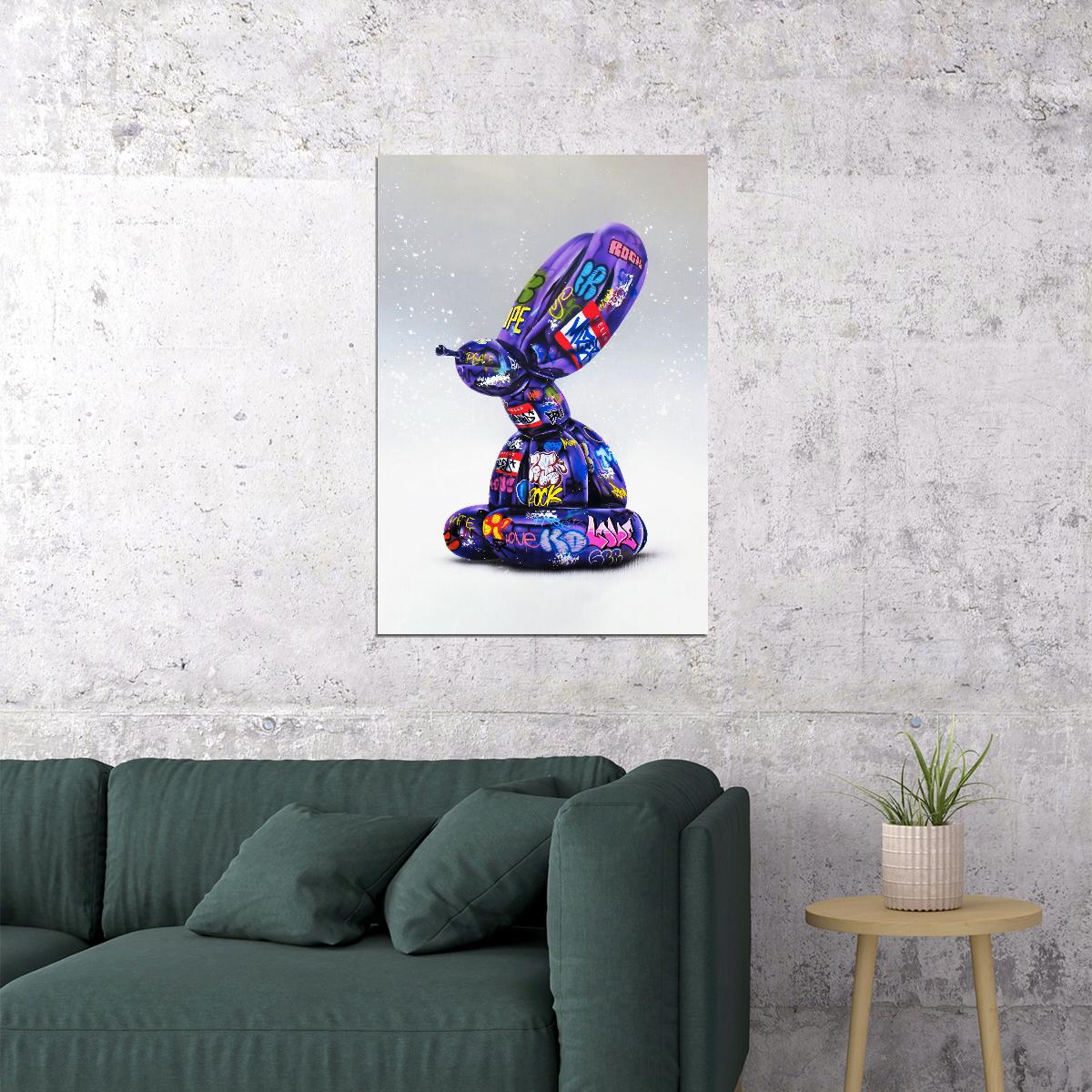 Graffiti Bunny Sculpture Art Poster Modern Street Style Wall Decor Swag Vibrant Artistic Wall Print - xonomax