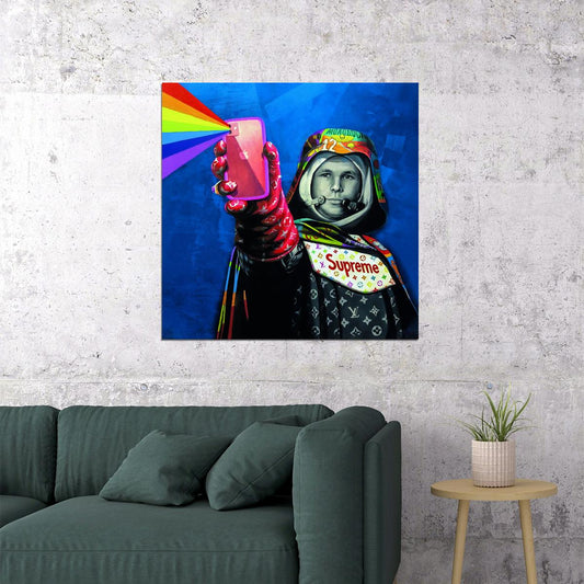 Yuri Gagarin USSR Soviet Cosmonaut iPhone Luxury Brands Supreme Astronaut Pop Art Poster Graffiti Wall Decor Space Themed Swag Artistic Wall Print - xonomax
