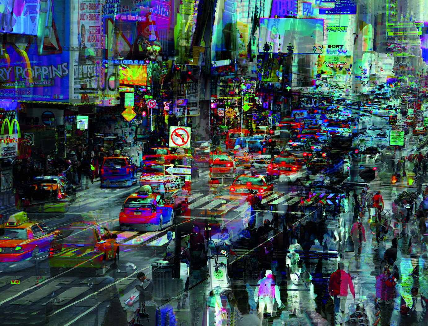 Times Square Abstract Cityscape Neon Art Poster Urban Swag Wall Decor Modern Hustle Street Style Wall Print - xonomax