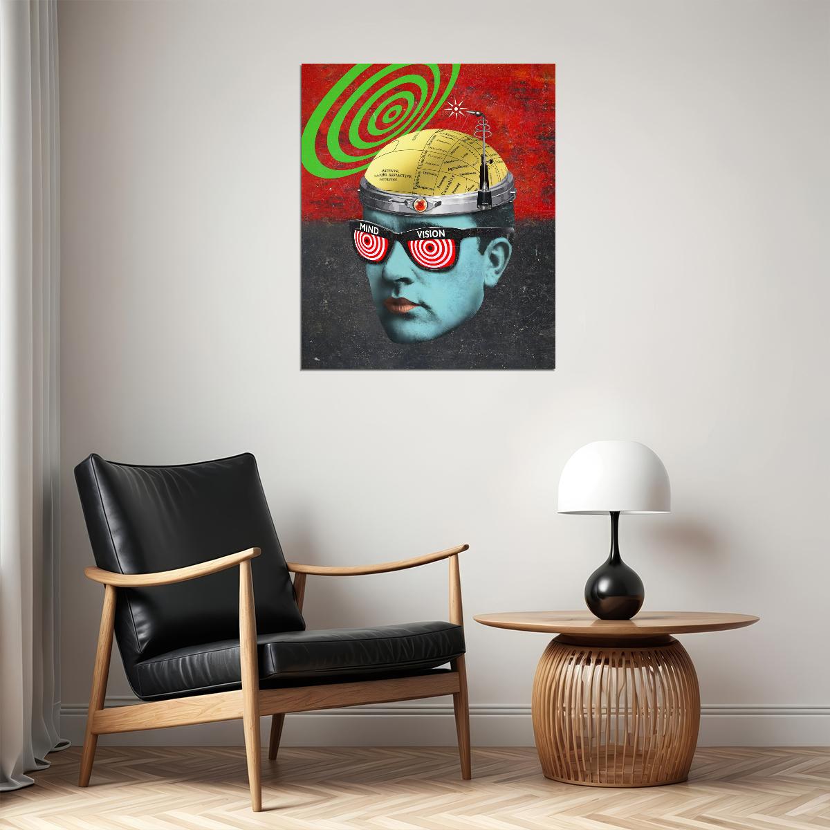 Retro Man With Glasses X–Ray Specs Retro Mind Control Art Poster Visionary Wall Decor Modern Pop Art Swag Style Motivational Wall Print - xonomax