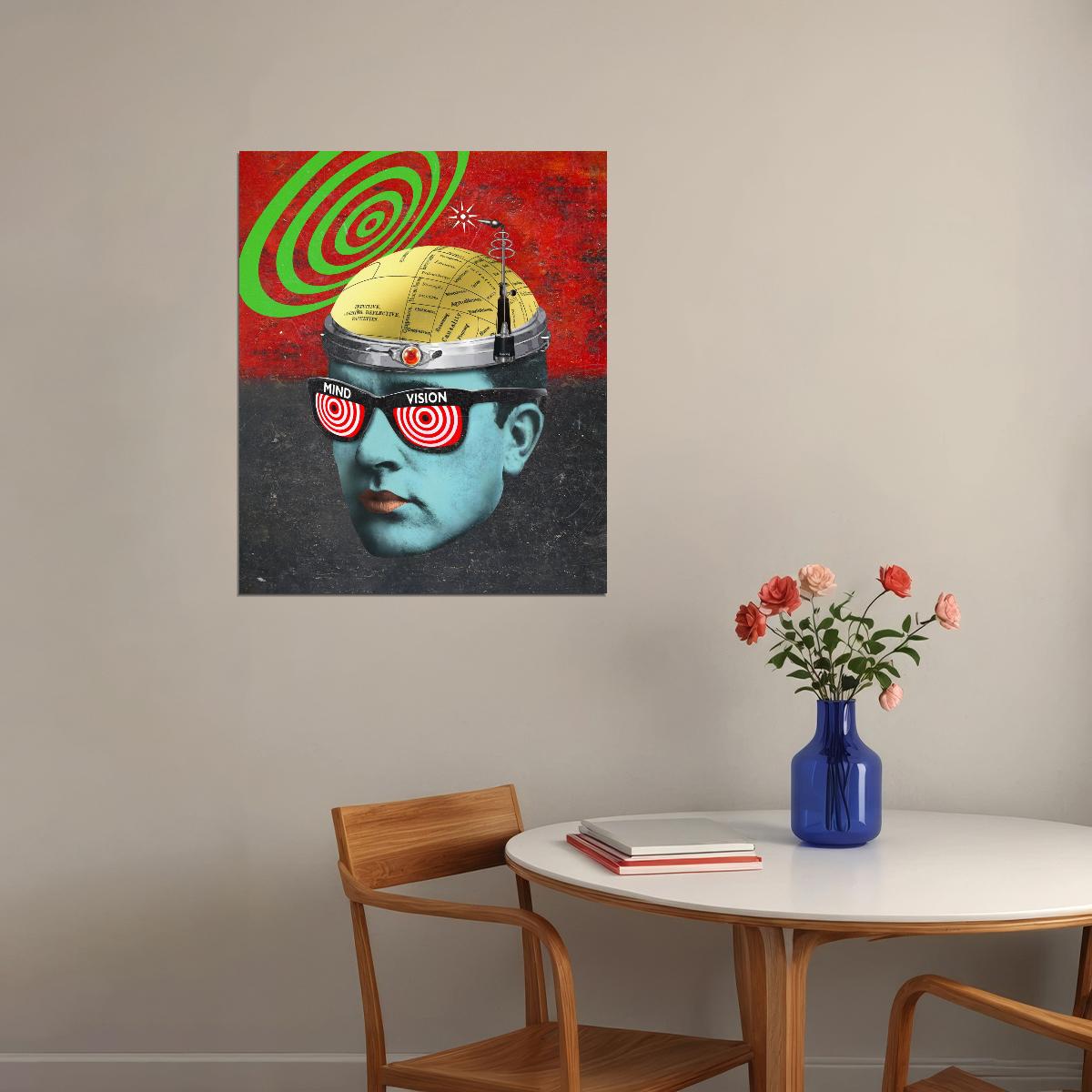 Retro Man With Glasses X–Ray Specs Retro Mind Control Art Poster Visionary Wall Decor Modern Pop Art Swag Style Motivational Wall Print - xonomax