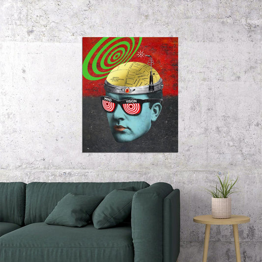 Retro Man With Glasses X–Ray Specs Retro Mind Control Art Poster Visionary Wall Decor Modern Pop Art Swag Style Motivational Wall Print - xonomax