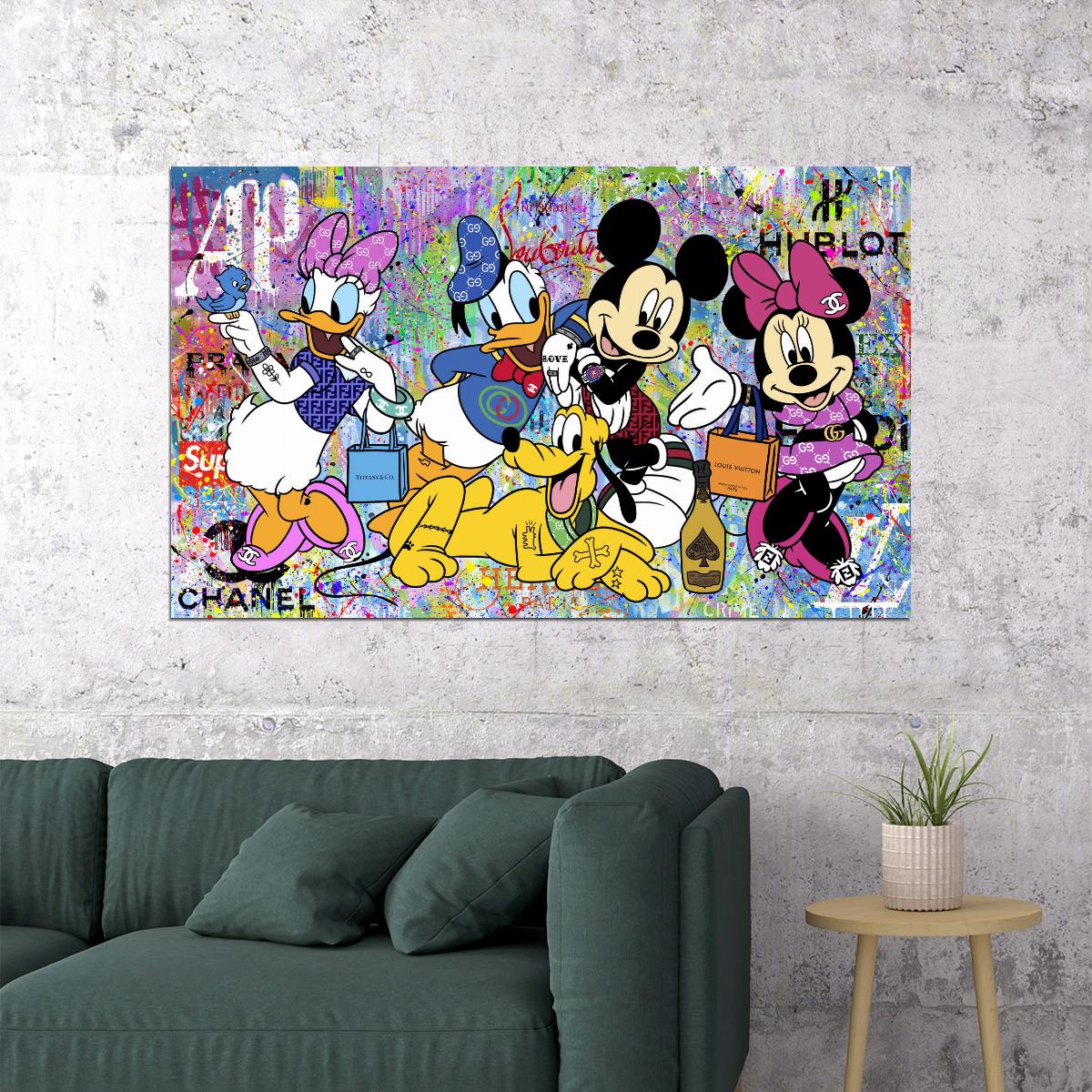 Disney Characters Graffiti Mickey Mouse Art Poster Colorful Cartoon Street Style Wall Decor Modern Pop Art Print - xonomax