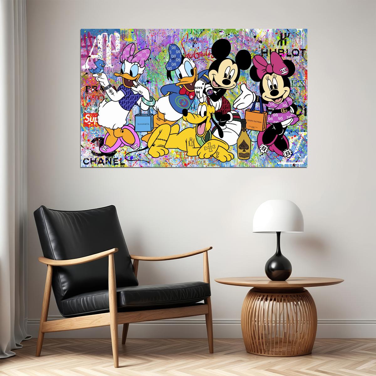 Disney Characters Graffiti Mickey Mouse Art Poster Colorful Cartoon Street Style Wall Decor Modern Pop Art Print - xonomax