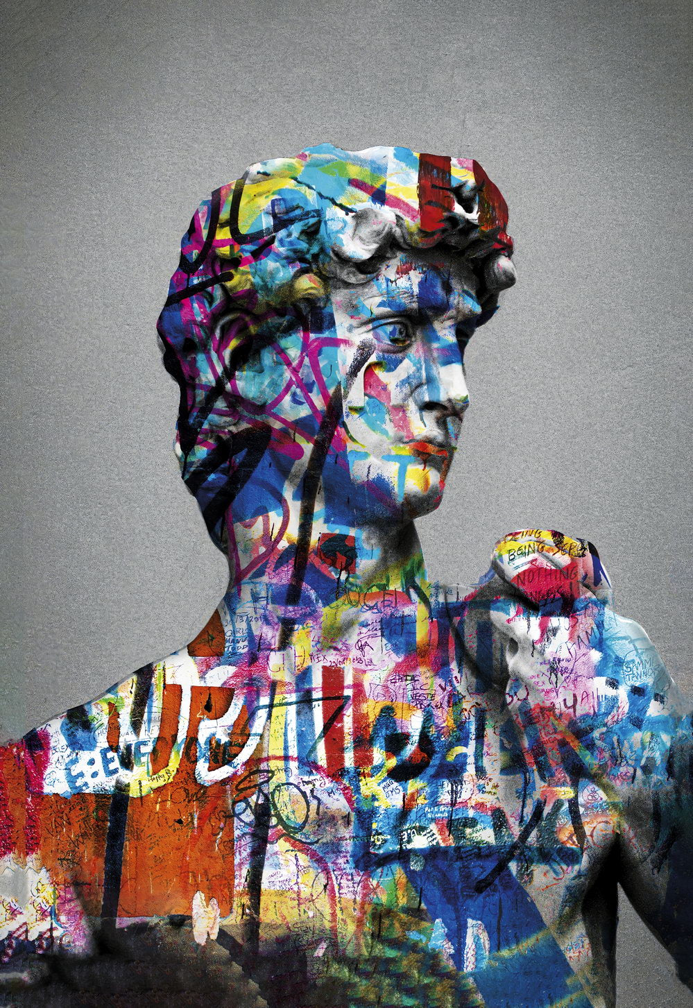 David Graffiti Bust Art Poster Vibrant Modern Wall Decor Pop Art Swag Motivational Wall Print - xonomax