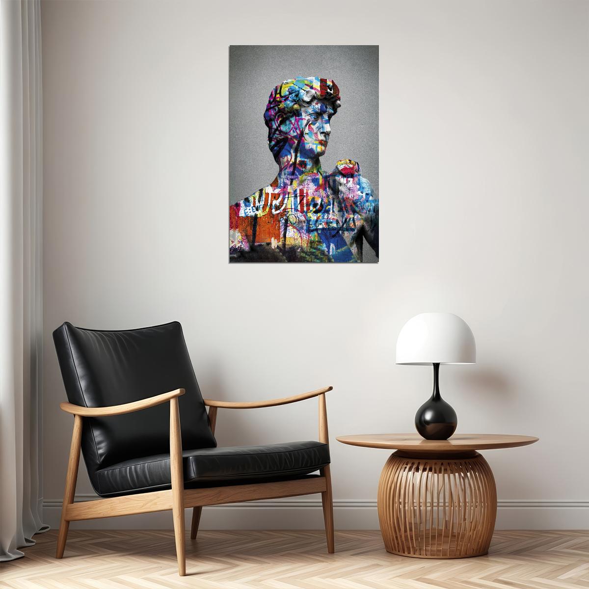 David Graffiti Bust Art Poster Vibrant Modern Wall Decor Pop Art Swag Motivational Wall Print - xonomax