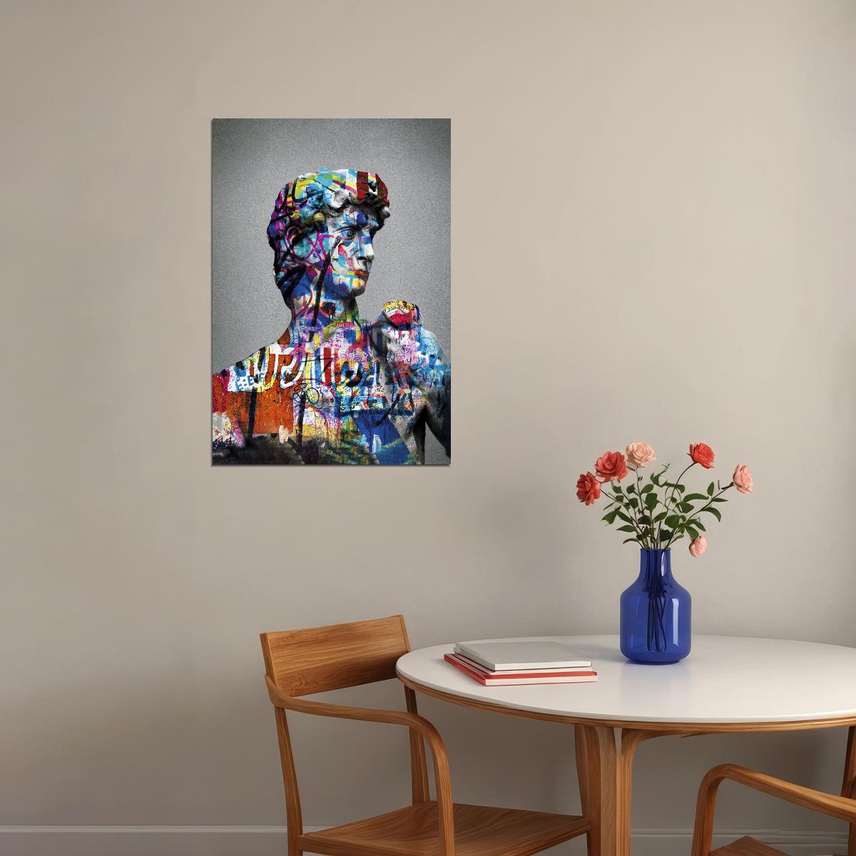 David Graffiti Bust Art Poster Vibrant Modern Wall Decor Pop Art Swag Motivational Wall Print - xonomax