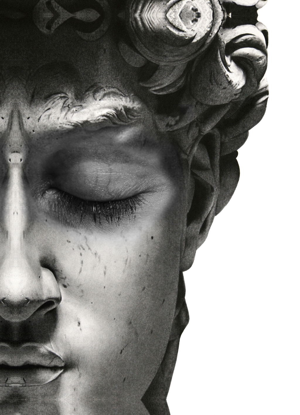 David Bust Close-Up Art Poster Black and White Minimalist Wall Decor Modern Artistic Motivational Wall Print - xonomax