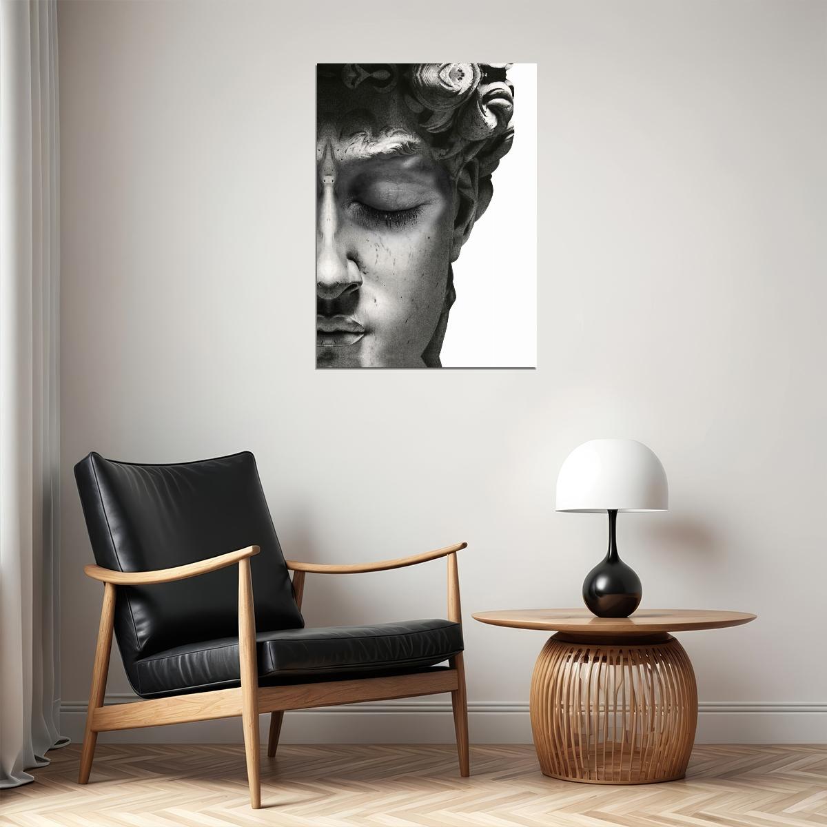 David Bust Close-Up Art Poster Black and White Minimalist Wall Decor Modern Artistic Motivational Wall Print - xonomax