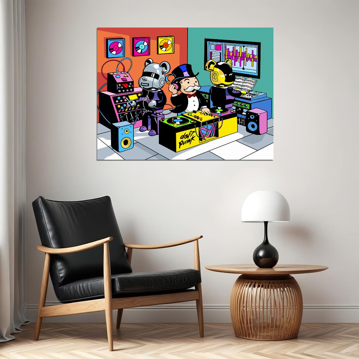 Daft Punk Bearbrick Retro DJ Mickey Mouse Art Poster Cartoon Wall Decor Colorful Pop Art Modern Swag Wall Print - xonomax