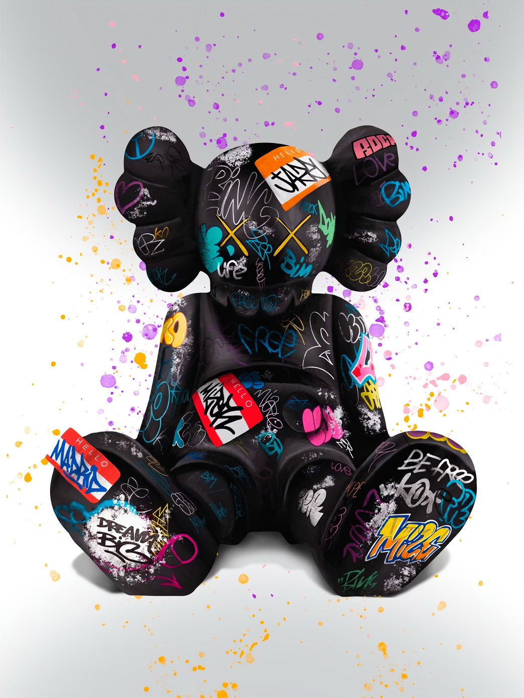 Graffiti Teddy Bear Art Poster Designer Toy Wall Decor Street Style Pop Art Swag Modern Wall Print - xonomax