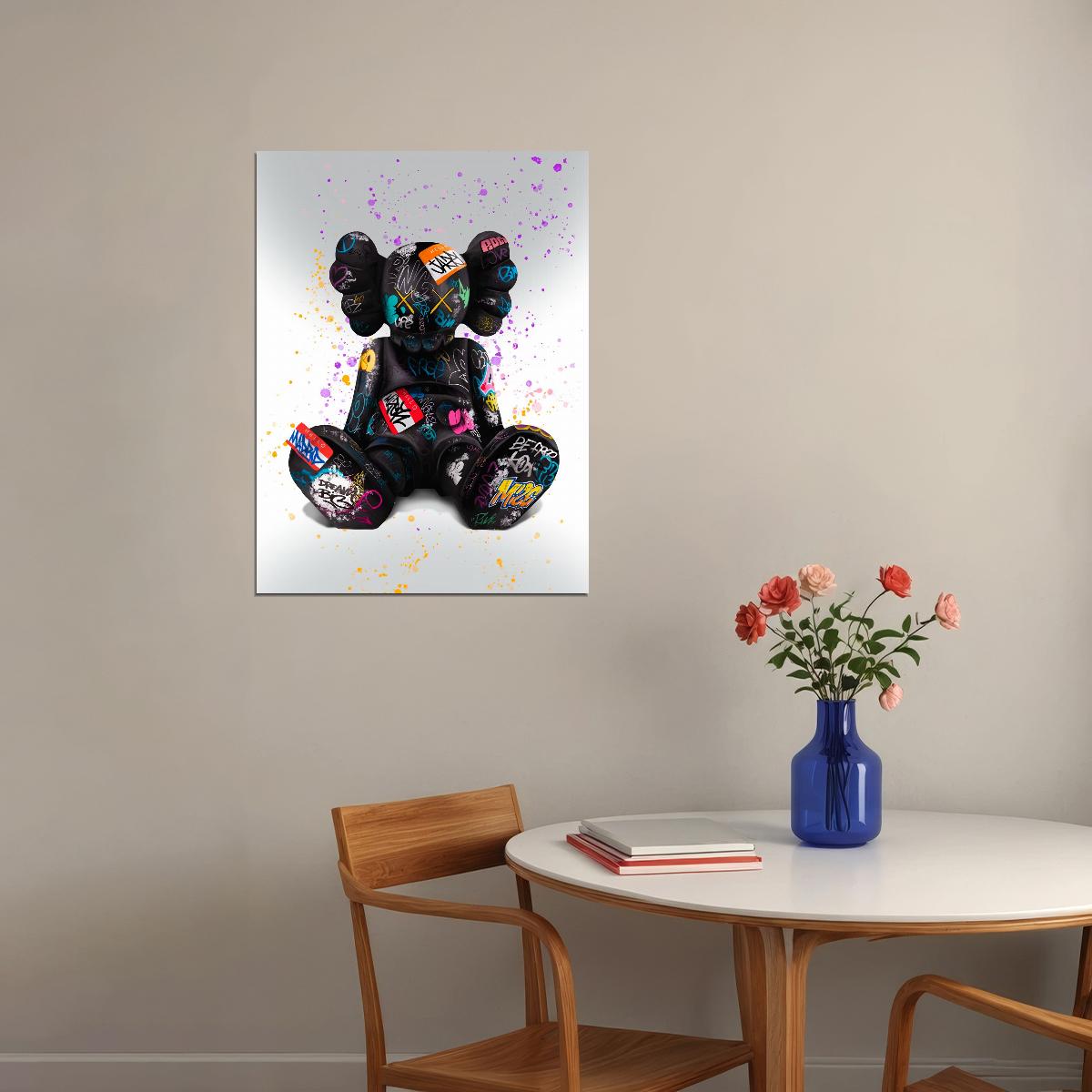 Graffiti Teddy Bear Art Poster Designer Toy Wall Decor Street Style Pop Art Swag Modern Wall Print - xonomax