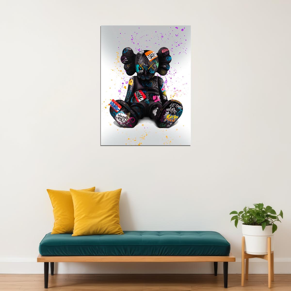 Graffiti Teddy Bear Art Poster Designer Toy Wall Decor Street Style Pop Art Swag Modern Wall Print - xonomax
