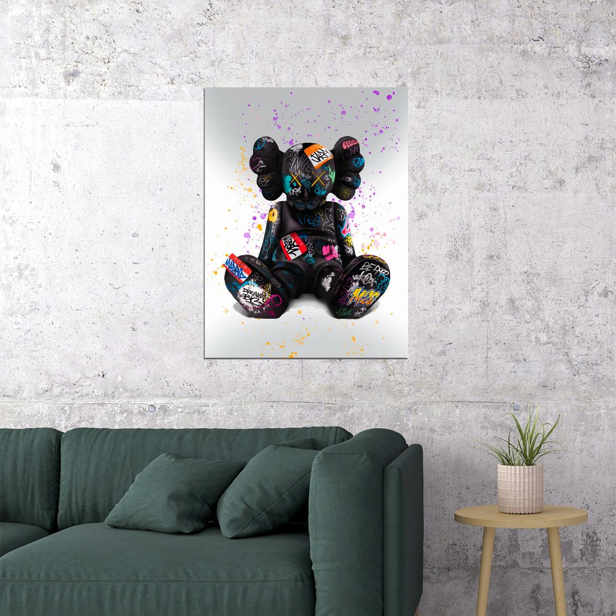 Graffiti Teddy Bear Art Poster Designer Toy Wall Decor Street Style Pop Art Swag Modern Wall Print - xonomax