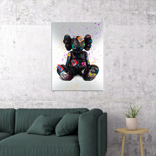 Graffiti Teddy Bear Art Poster Designer Toy Wall Decor Street Style Pop Art Swag Modern Wall Print - xonomax