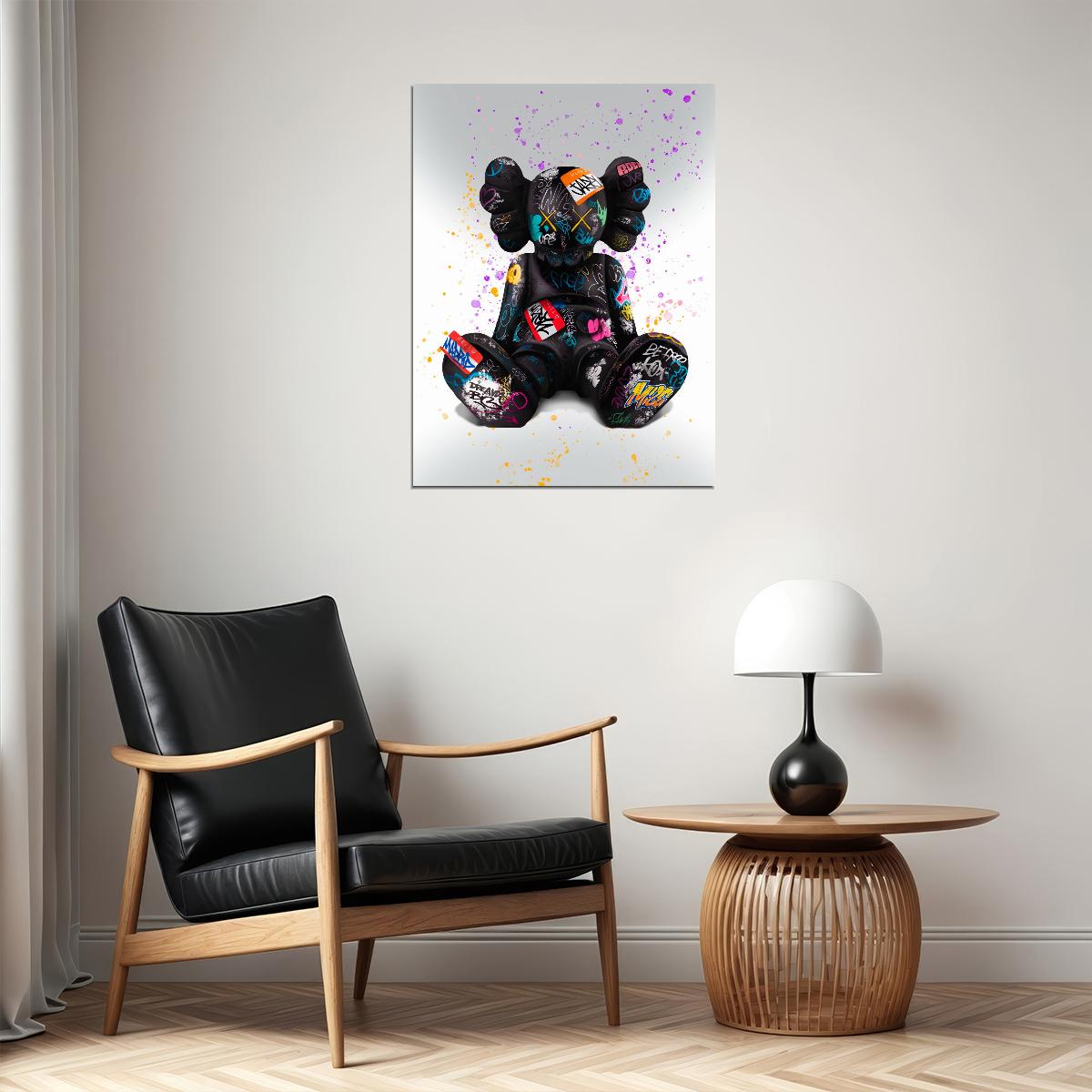Graffiti Teddy Bear Art Poster Designer Toy Wall Decor Street Style Pop Art Swag Modern Wall Print - xonomax