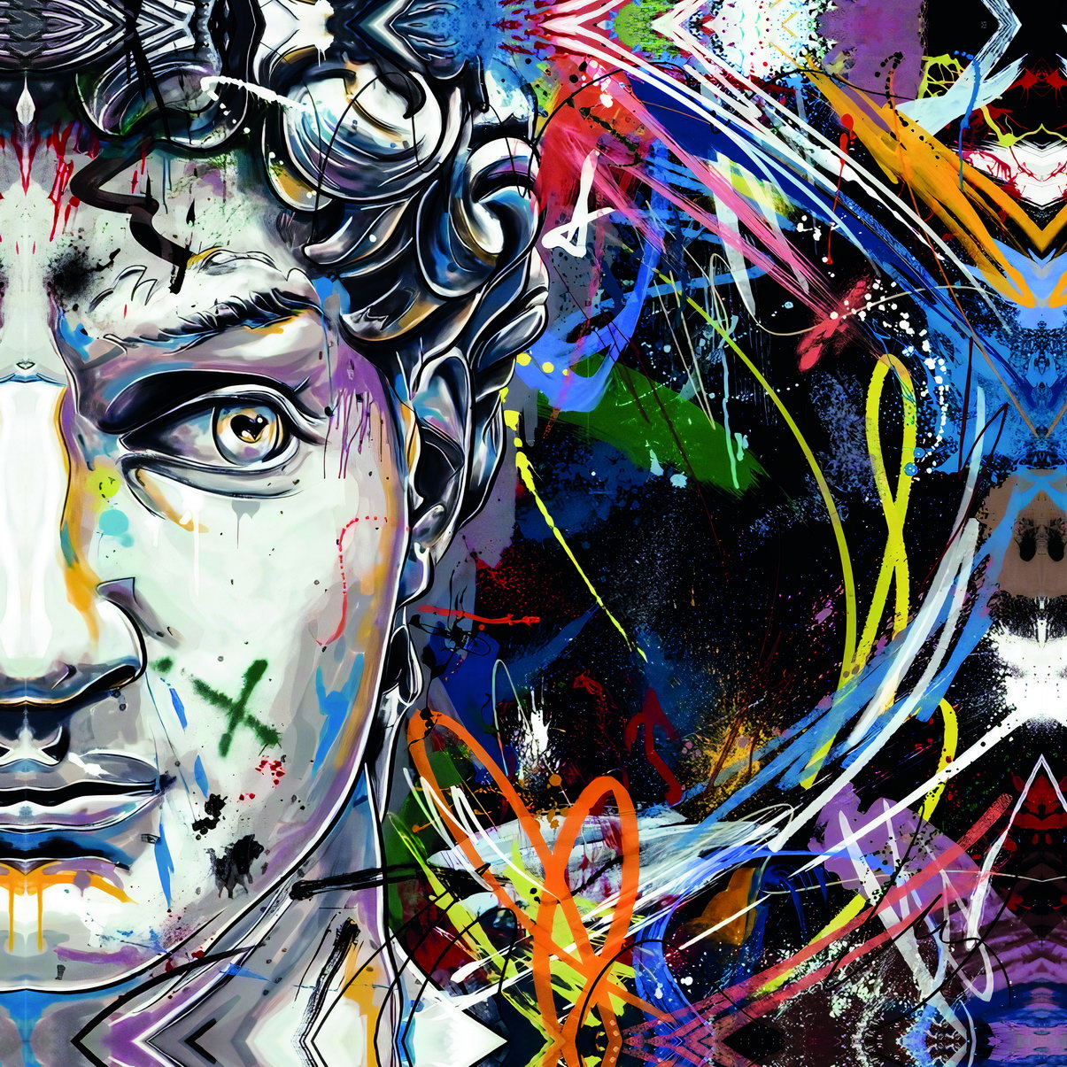 David Graffiti Art Poster Colorful and Bold Wall Decor Featuring Modern Artistic Twist Classic Sculpture Wall Art Print - xonomax