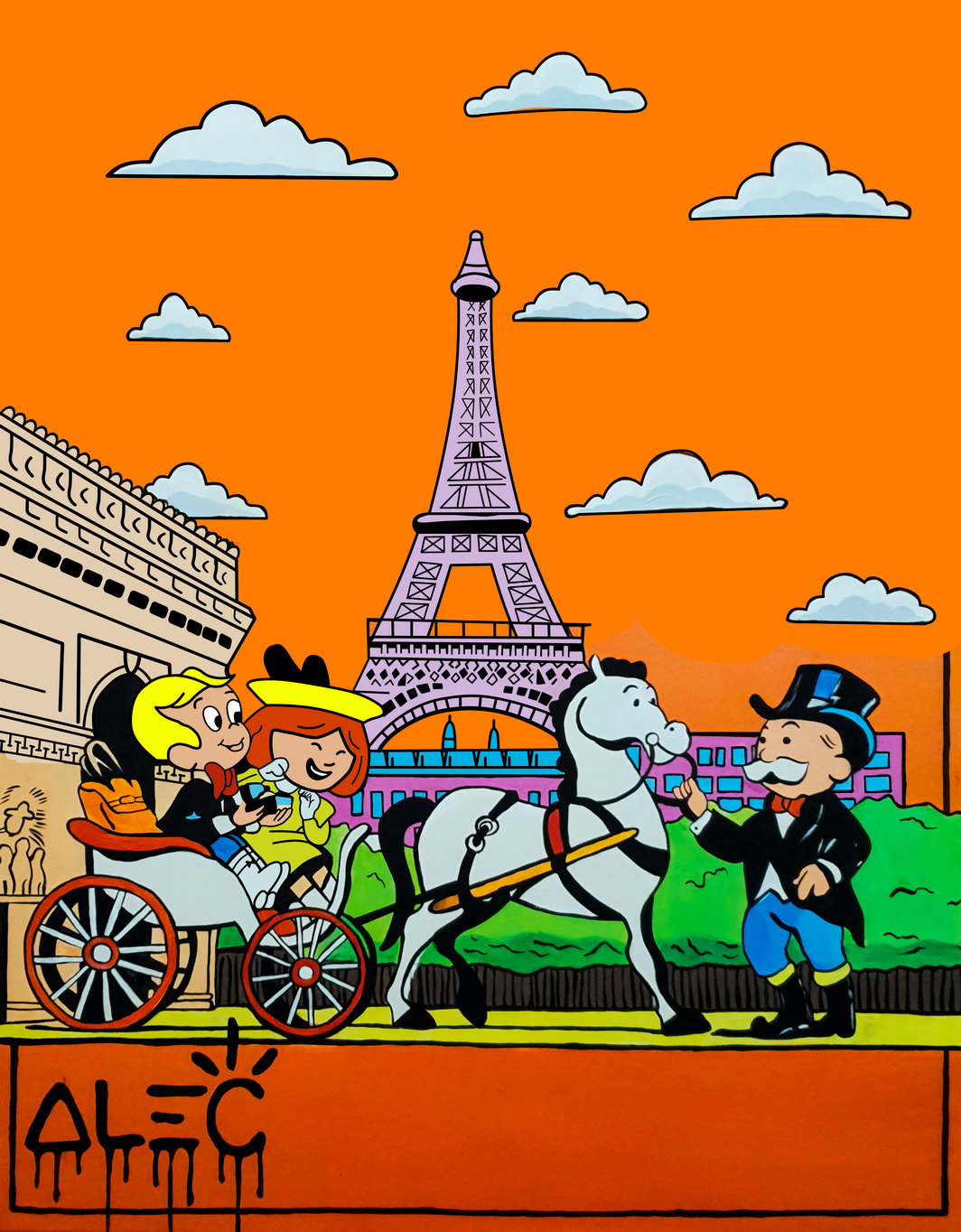 Paris Effel Tower Graffiti Art Poster Vibrant Playful Wall Decor French Landmarks Modern Art Wall Print - xonomax