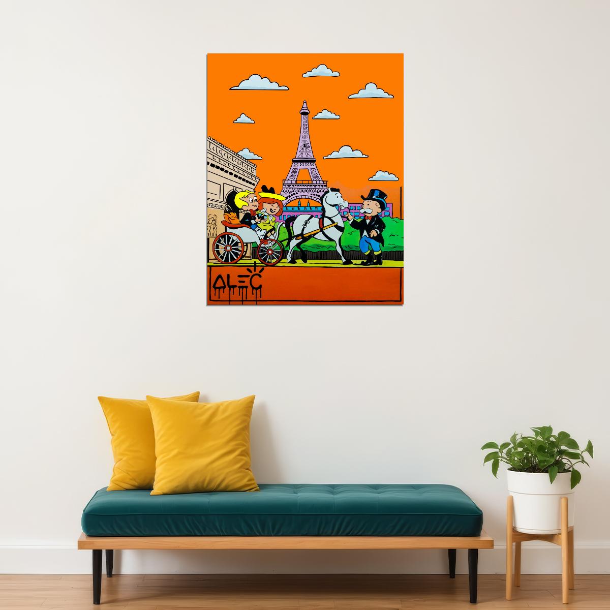 Paris Effel Tower Graffiti Art Poster Vibrant Playful Wall Decor French Landmarks Modern Art Wall Print - xonomax
