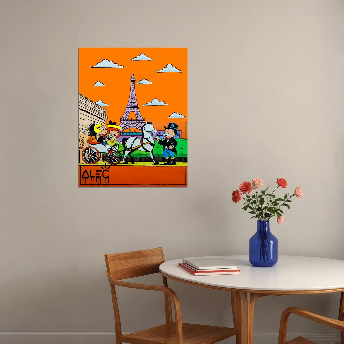 Paris Effel Tower Graffiti Art Poster Vibrant Playful Wall Decor French Landmarks Modern Art Wall Print - xonomax