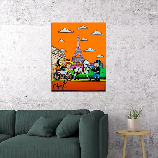 Paris Effel Tower Graffiti Art Poster Vibrant Playful Wall Decor French Landmarks Modern Art Wall Print - xonomax
