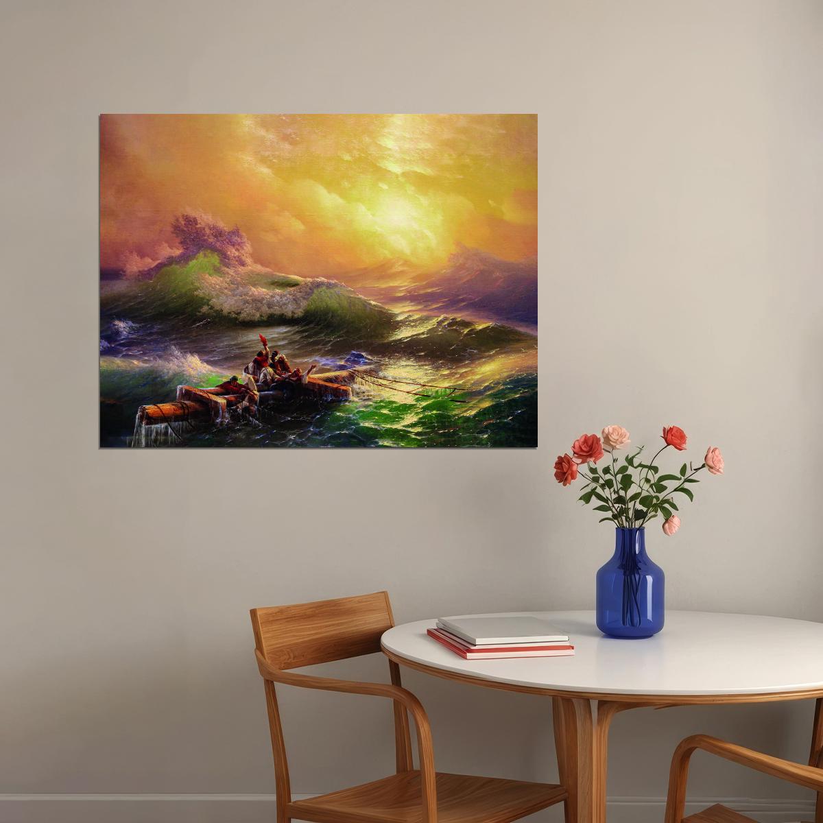 The Ninth Wave Ivan Aivazovsky The Stormy Sea Art Poster Dramatic Timeless Wall Decor Classic Oceanic Painting Wall Print - xonomax