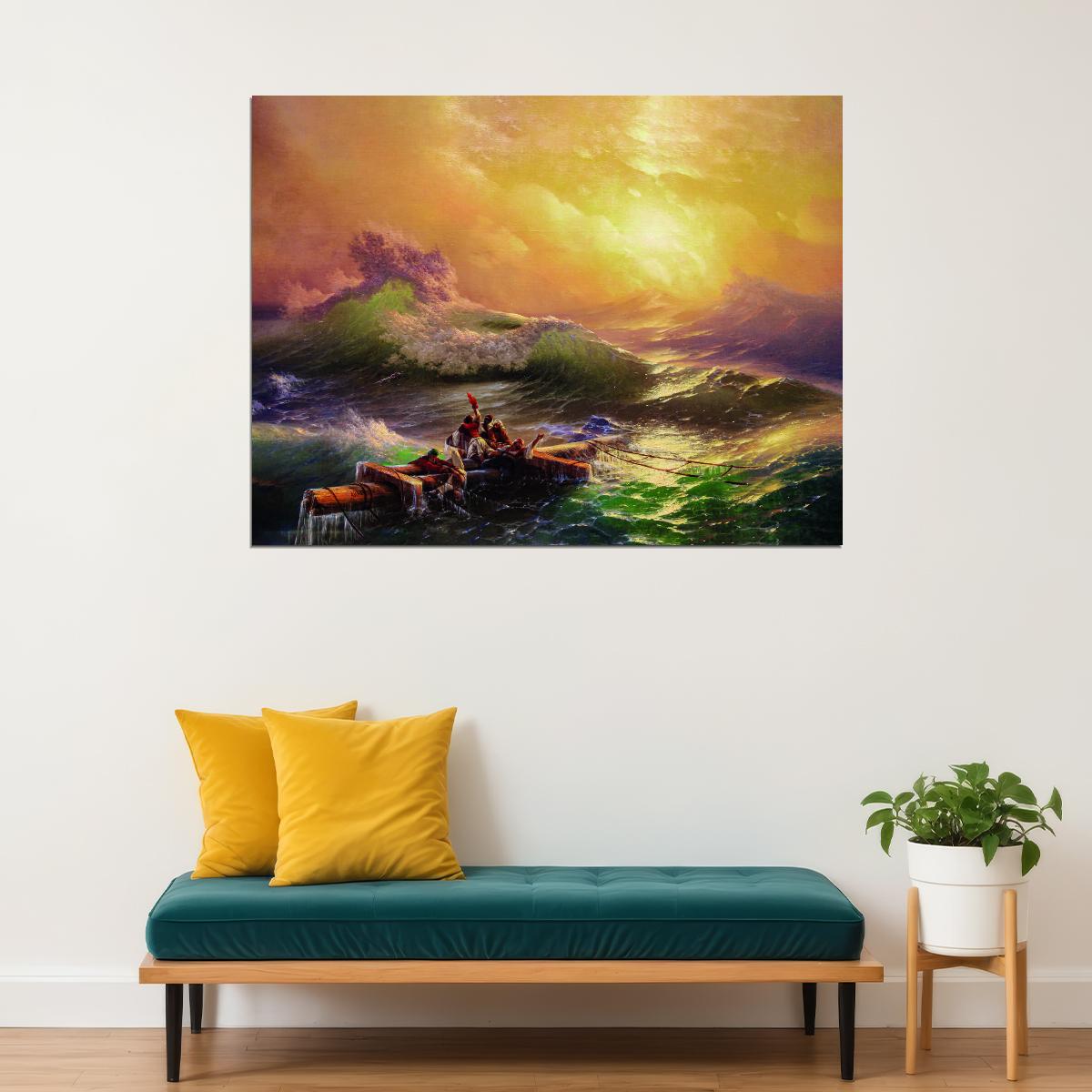 The Ninth Wave Ivan Aivazovsky The Stormy Sea Art Poster Dramatic Timeless Wall Decor Classic Oceanic Painting Wall Print - xonomax