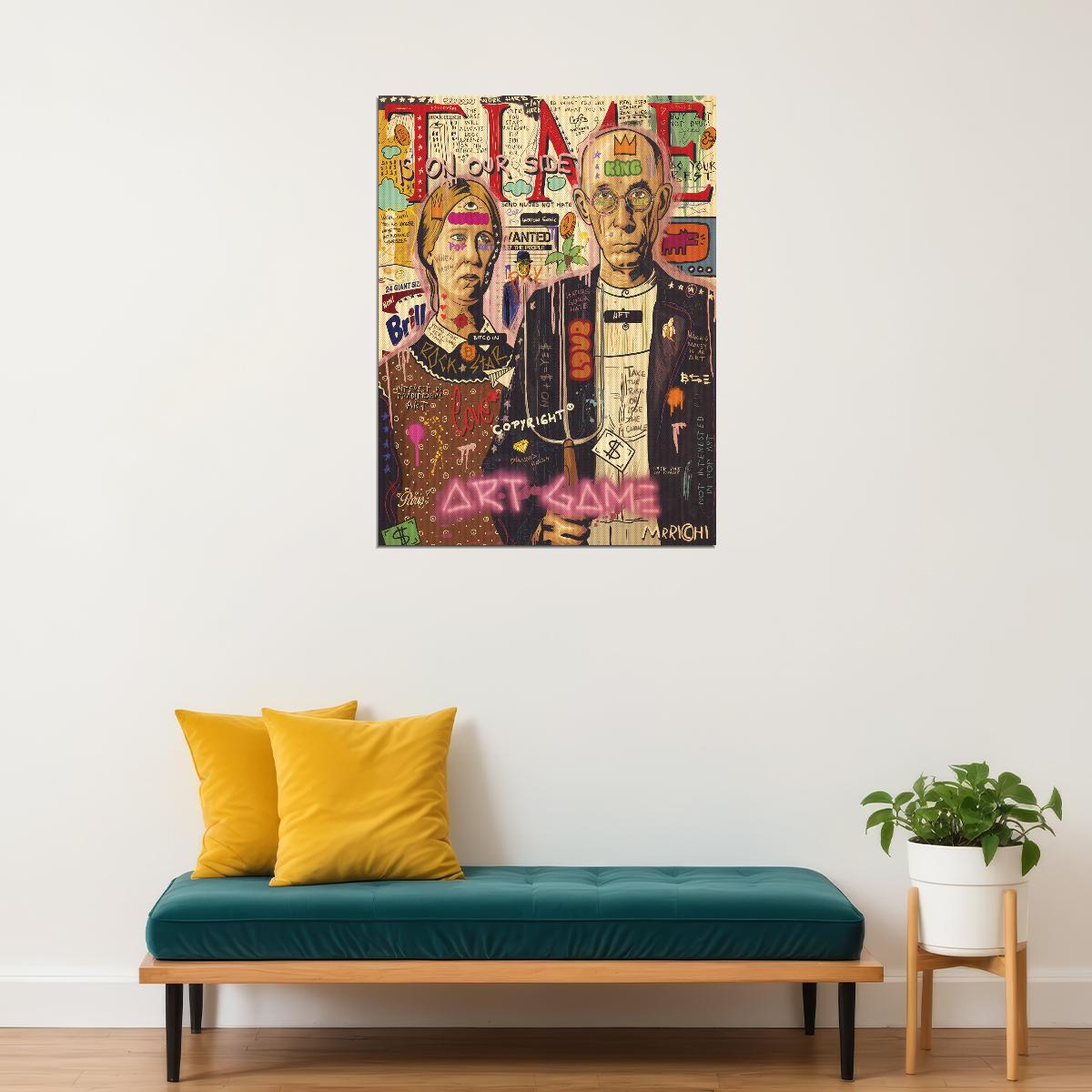American Gothic Pop Culture Poster Art Game Vintage Magazine Collage Print - xonomax