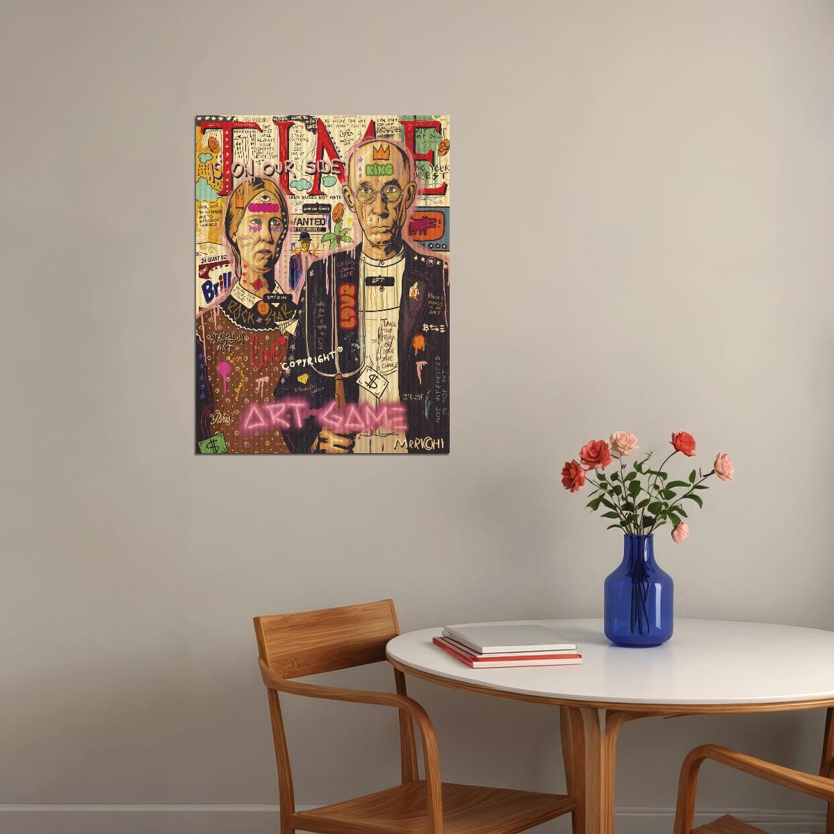 American Gothic Pop Culture Poster Art Game Vintage Magazine Collage Print - xonomax
