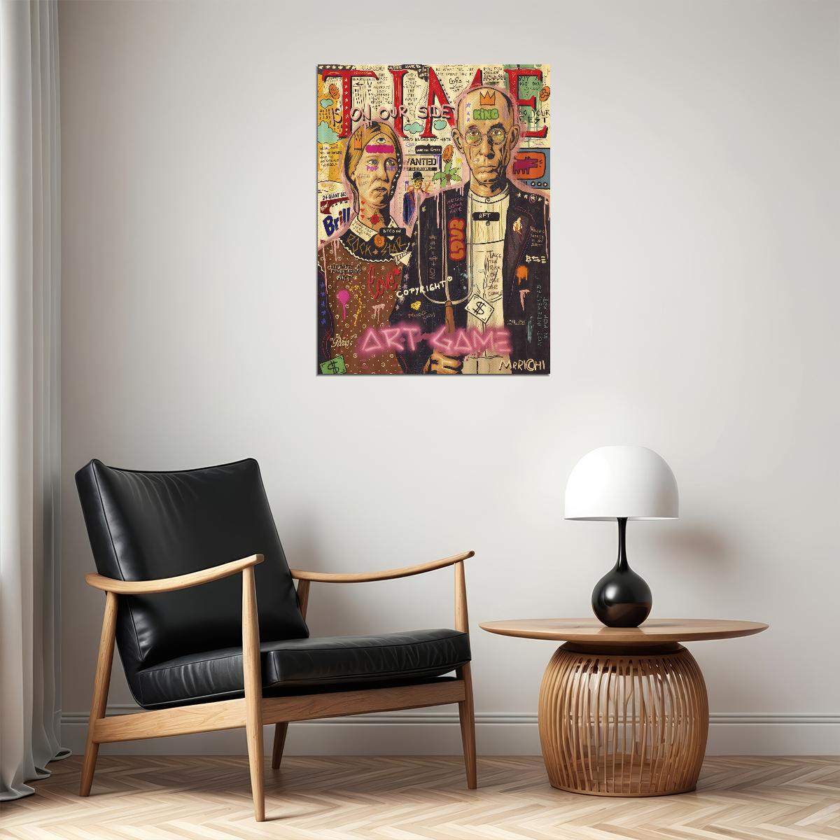 American Gothic Pop Culture Poster Art Game Vintage Magazine Collage Print - xonomax