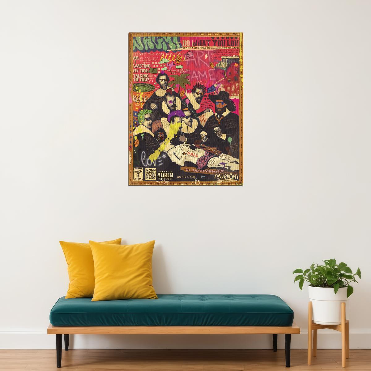 Boy Band Graffiti Pop Art Poster Vintage Magazine Collage Music Group Print - xonomax