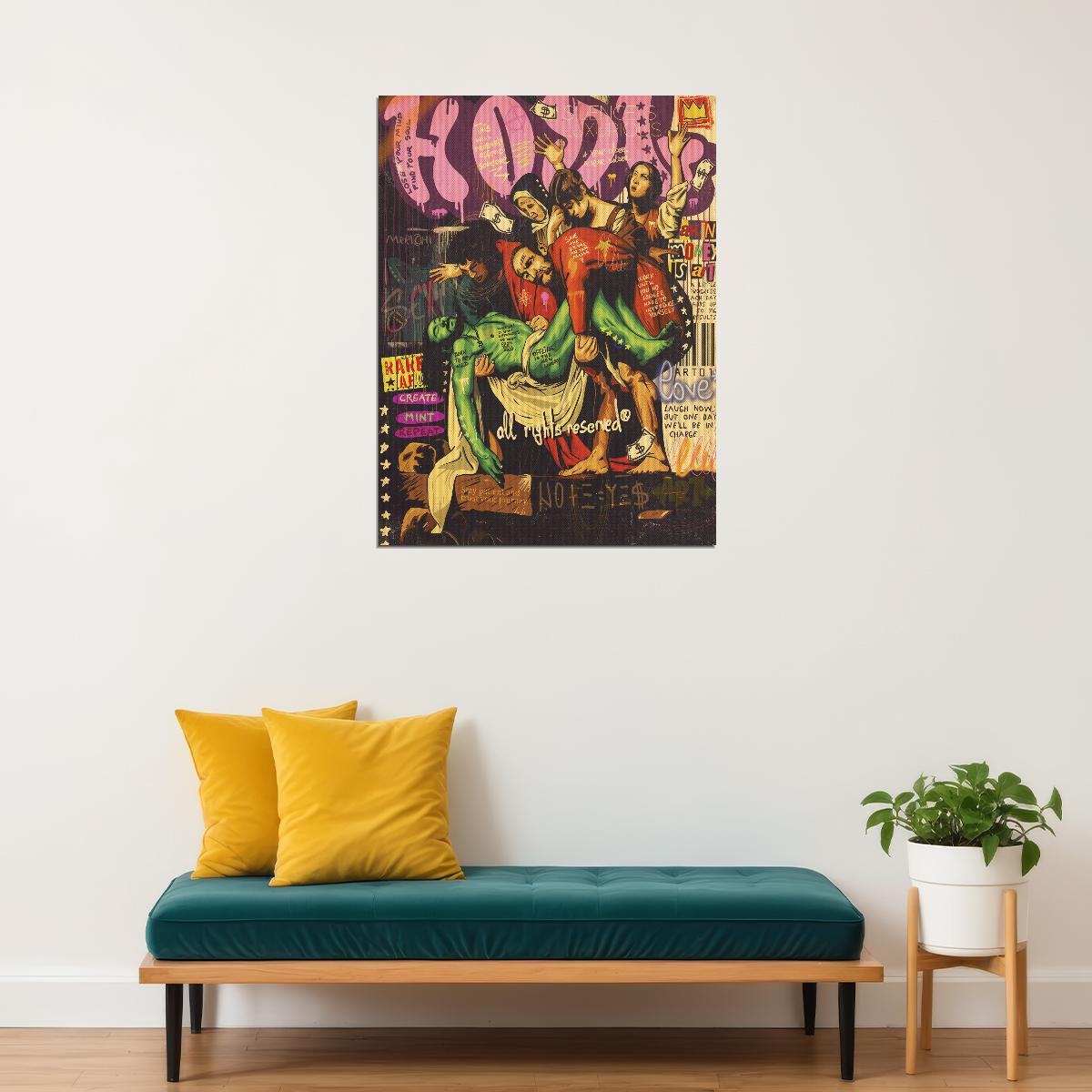 Jesus Graffiti Pop Art Poster Modern Religious Tribute Street Art Inspirational Print - xonomax