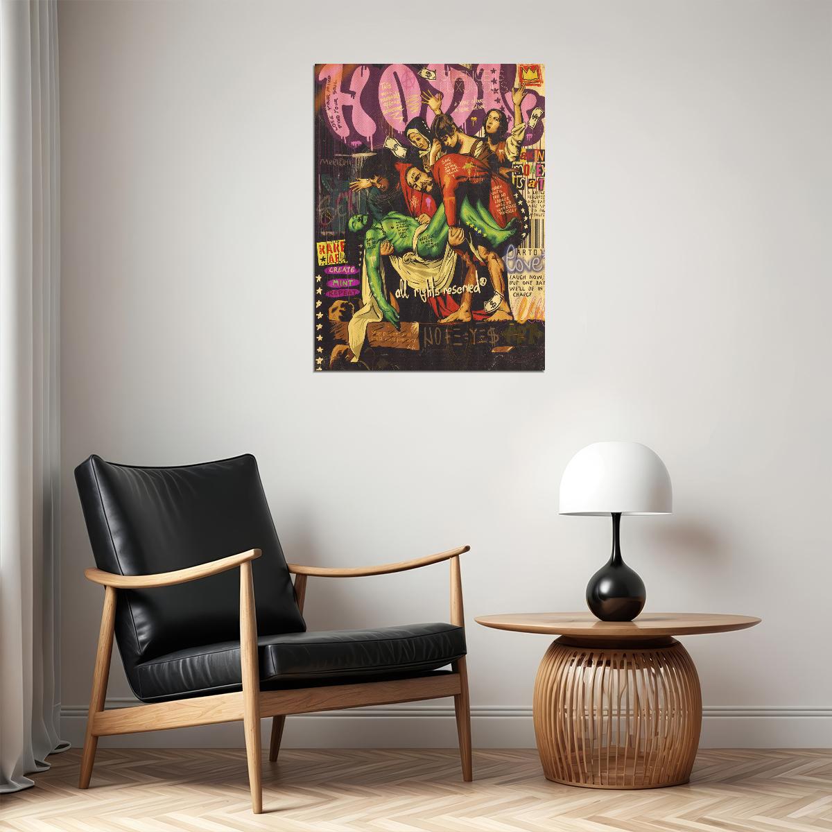 Jesus Graffiti Pop Art Poster Modern Religious Tribute Street Art Inspirational Print - xonomax