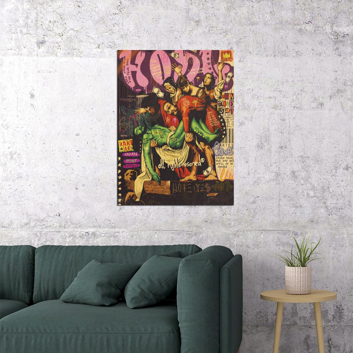 Jesus Graffiti Pop Art Poster Modern Religious Tribute Street Art Inspirational Print - xonomax