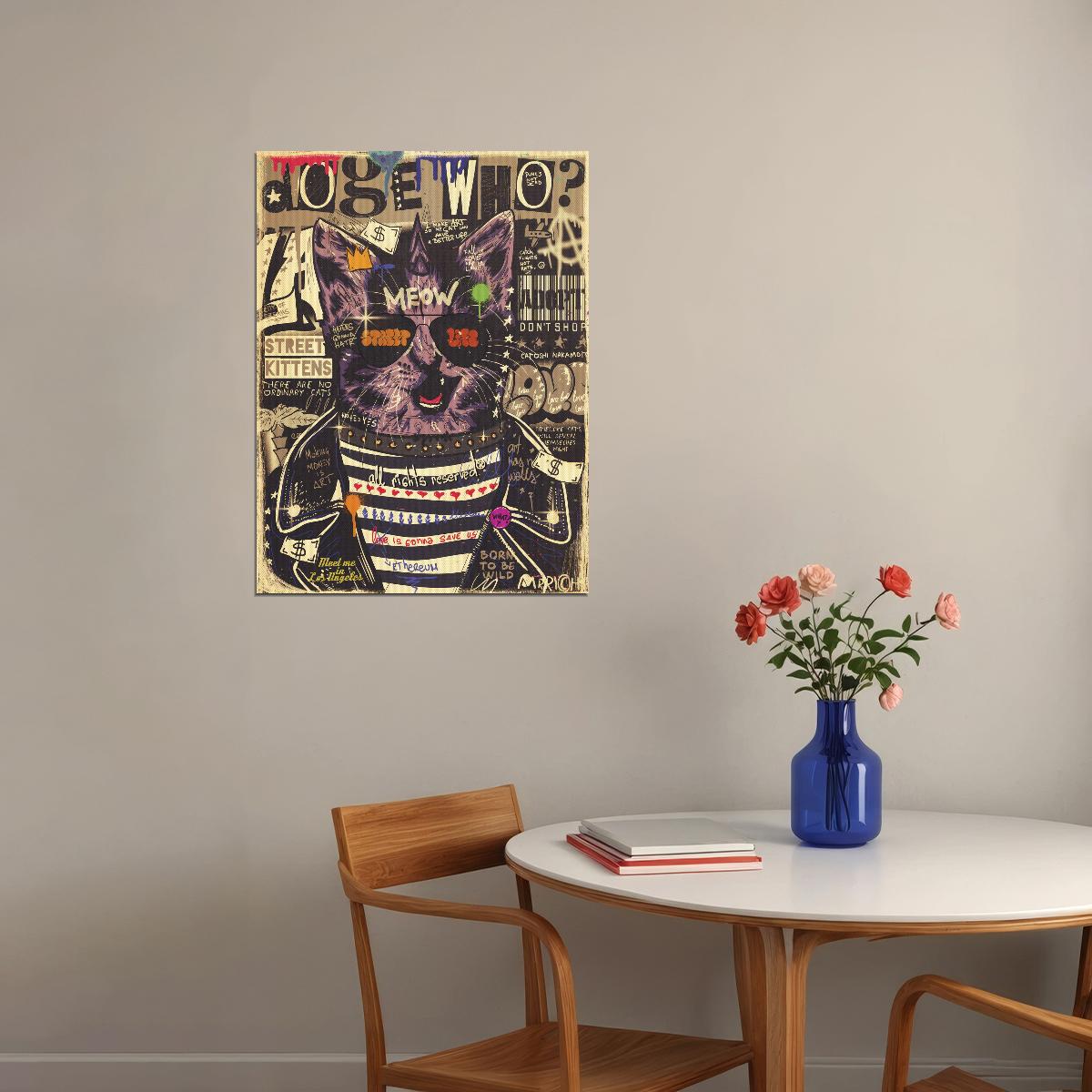 Doge Cat Pop Art Poster Graffiti Street Art Animal Meme Print - xonomax