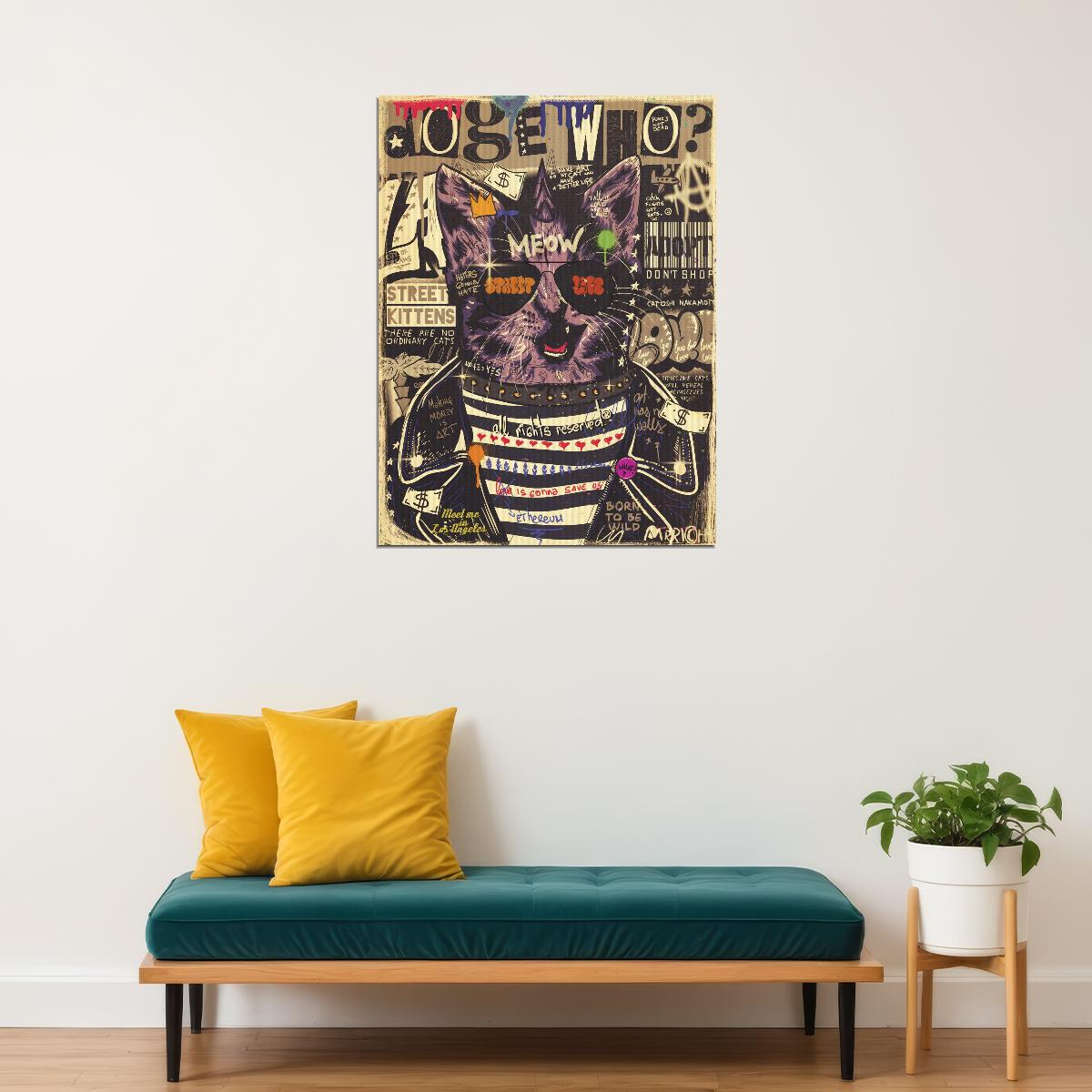 Doge Cat Pop Art Poster Graffiti Street Art Animal Meme Print - xonomax