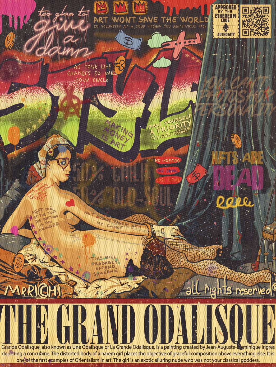 The Grand Odalisque Pop Art Poster Modern Graffiti Classic Art Tribute Street Art Print - xonomax